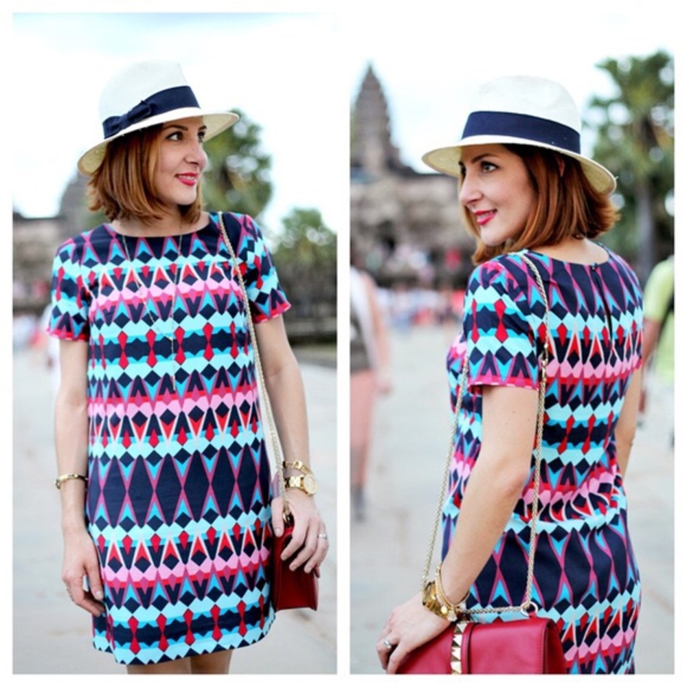 J. Crew | Bright Tribal Geometric Shift Dress